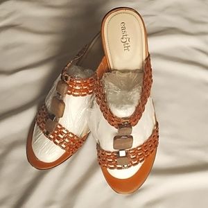 East5th Women's Heel Sandals with Stone Strap